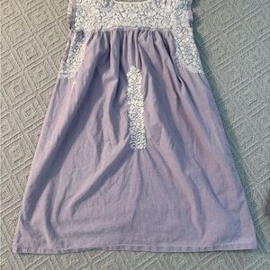 Mi Golondrina Purple Mini Dress with White Embroidery